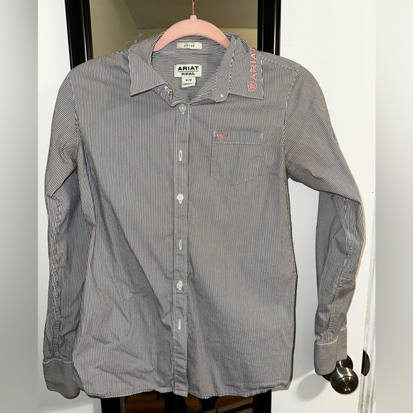 Ariat Tops - Ariat Gray Pinstripe Button-Down Shirt